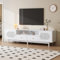 Merax TV Lowboard für 80-Zoll-Fernseher, TV Schrank mit 2 Schließfach 2 Schublade und 1 offenes Regal, Moderner TV Sideboard aus weißem Rattan, Fernsehschrank für Wohnzimmer Esszimmer, 180x40x56cm