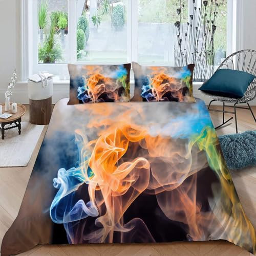 VULORA Farbe Kinderbettwäsche 135x200 Blau Gelb 3D Druck Bettwäsche-Sets 3Teilig für Jungen Mädchen Teenager Weich Mikrofaser Bettbezug mit Reißverschluss und 2 Kissenbezüge 80x80cm