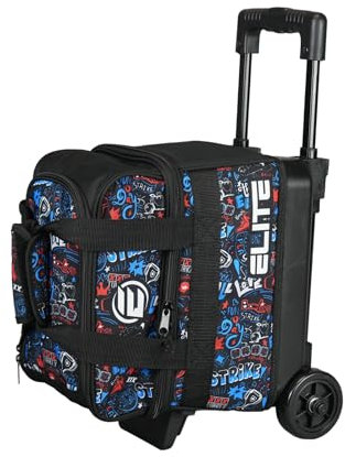 ELITE Basic Single Roller Aqua Bowlingtasche – kompaktes, stabiles Design, passend für Schuhe der Größe 10,5 (Bowling Graffiti)