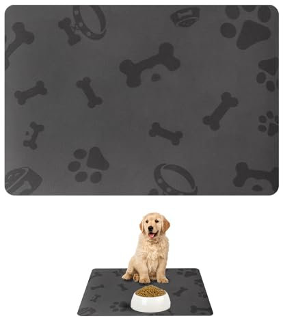 VINEST Tapis Gamelle Chien en Boue de Diatomée 50 x 35cm, Tapis Gamelle Chat Antidérapant, Tapis Absorbant Chien à Séchage Rapide pour Protéger Les Sols des Taches et de L'humidité