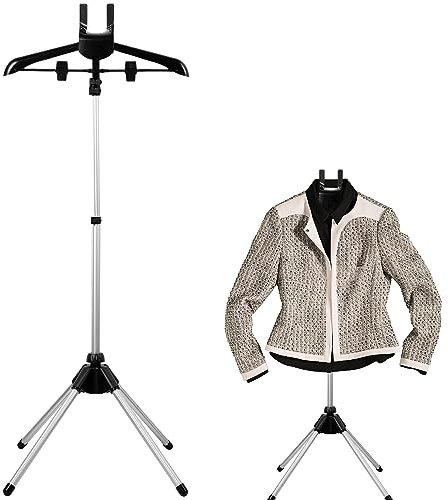 Steamer Stand Folding Telescopic Clothes Steamer Holder Height Adjustable Garment Hanger for Clothes Handheld Garment Steaming Rack Clothes Hanger for Home Steam Ironing Shirts Clothes