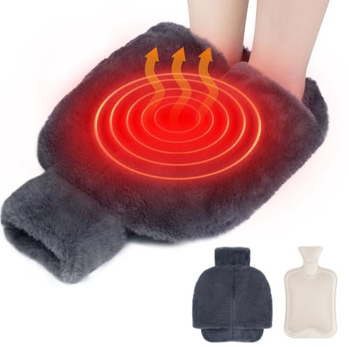 Votoko Chauffe Pied 2L, Bouillotte Pied Non Électrique, 2 en 1 Chauffe Pied Bouillotte Reutilisable, Chausson Chauffant, Doux et Chaud Chauffe Pied Non Électrique pour Pieds de Taille 38-42
