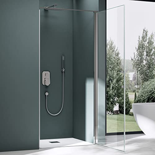 Mai & Mai Duschtür Nischentür dusche Duschabtrennung Duschkabine 75cm Schwingtür 8mm ESG-Sicherheitsglas mit Nanobeschichtung Hebe-Senk-Mechanismus Klarglas Teramo36K