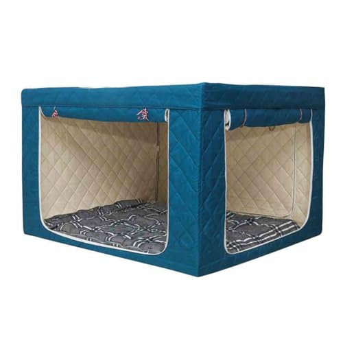 Insulation Bed Tent Sleep Pod, Blackout Privacy Tents, Built-in Warmth Device, Thermal Thicken Bed Cover, Sound insulation Quilted Winter Cold-proof Tents(Dark blue,1.2 m x 1.8 M x 2M)