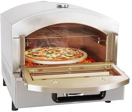 Kadxyan Commercial Pizza Oven, Gas Pizza Oven with 12 Inch Round Pizza Stone, Stainless Steel Double Layer Pizza Oven for Restaurant Home Outdoor Cooking