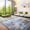 BSGIFT Teppich Wohnzimmer 140x200, Flauschiger Teppich Hochflor Shaggy Modern Wohnzimmerteppich Bettvorleger High-Pile Carpet Langflor rutschfest für Schlafzimmer Kinderzimmer, Silbergrau
