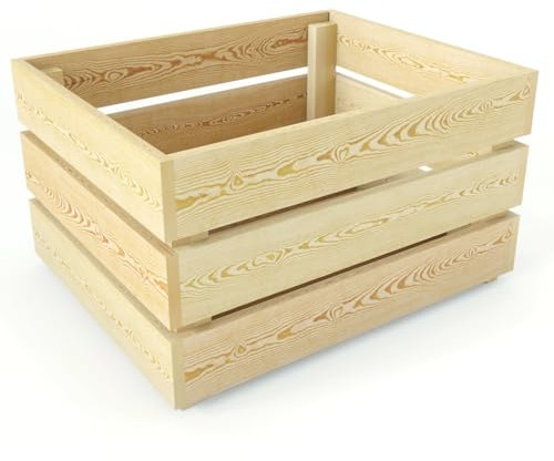 Lermowood Holzkisten Box0522 50 x 40 x 28cm Natur | Dekokisten aus Holz Massive Holzkiste Regalkiste Weinkiste