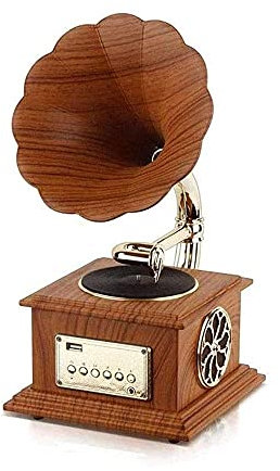 CAFIEDR Record Player Retro Turntable All in One Vintage Phonograph Nostalgic Gramophone with Horn, Built-in Speaker Retro Phonograph Record Player