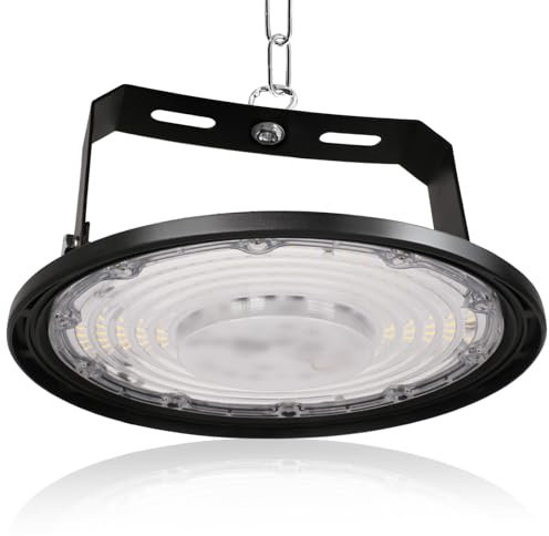 JBdusn LED UFO Hallenbeleuchtung 200W, Hallenstrahler LED High Bay Light 6500K Kaltweiß mit Ständer, UFO Industrielampe Strahler Werkstattbeleuchtung für Werkstätten und Fabrikhallen
