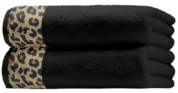 Class Home Collection Duschtücher Duschtuch 2er Set Jacquard Baumwolle Leopard Schwarz