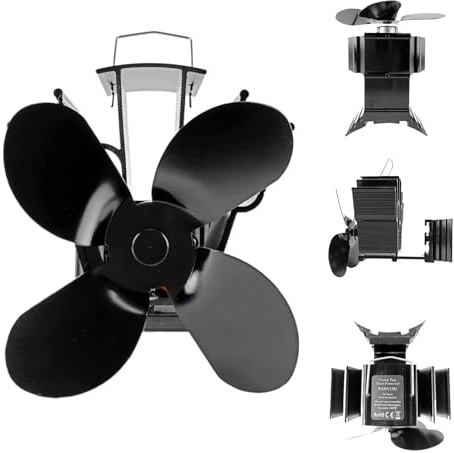 Alimentato a calore – rapido, ventilatore da forno | ventilatore a parete classico a 4 fogli con termico