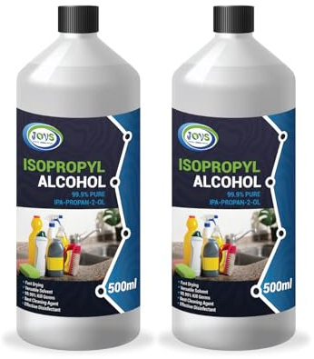Isopropyl Alcohol 99.9% Pure | Lab Grade IPA | Isopropanol 2x 500 ml | Rubbing Alcohol for Cleaning and Disinfecting | Solvent for Electronics, Windows, Glass, Appliances. (1 Litre)
