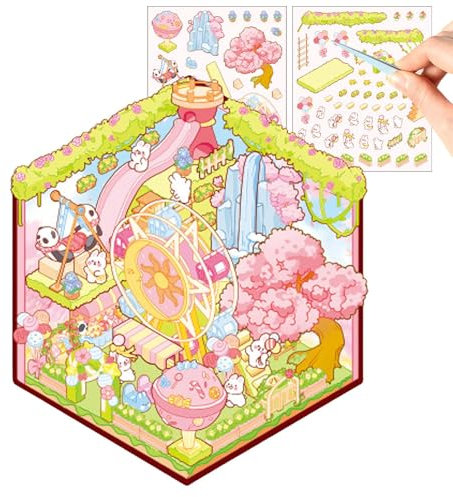 3D Miniatur House -Aufkleber, lustige DI-Y Aufkleber Szene Machen Ihre Eigene Szene, kreative Landschaftsgestaltungsaufkleber, Süße Cartoon Landschaftsaufkleber für Erwachsene und Kinder