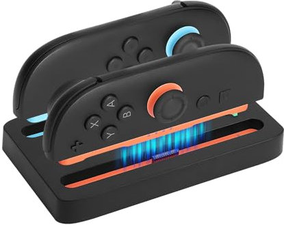 Mini dock di ricarica per switch 2.2 in 1 dock di ricarica per controller Nintendo Switch 2, dotato di un indicatore LED a 2 colori, per controller Joy Cons con cavo di ricarica di tipo C