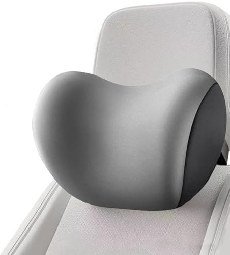 QSJKLC Lendenwirbelstützkissen und Auto-Kopfstütze Nackenkissen Set für Audi Q5 FY, Memory Foam Auto Kopfstütze Kissen, Abnehmbarer,Grey-Headrest