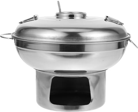 AKOOSY Casserole Inox Portable Avec Poignées Doubles Batterie Cuisine Camping Et Résistante Chaleur Pour Hot Pot Intérieur Extérieur