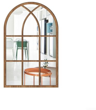 Hasaller Espejos de ventana arqueados vintage rústico acrílico espejo de pared autoadhesivo en forma de ventana marco de espejo espejo espejo decoración de pared para sala de estar dormitorio 16.5 x