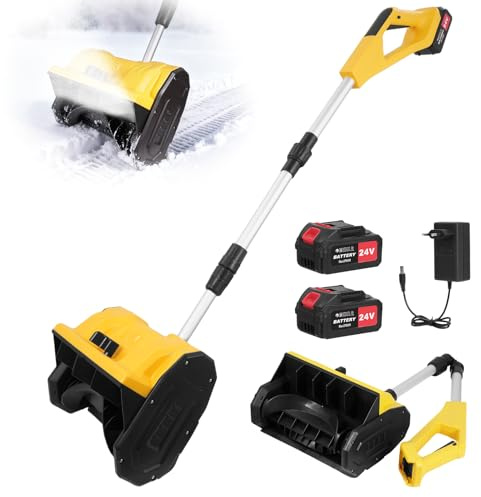 Spazzaneve a batteria, spazzaneve elettrico senza spazzole, 1000 W, senza fili (2 agli ioni di litio, 21 V, larghezza di lavoro 30 cm, altezza massima della neve 20 cm, regolabile a 30°, doppio