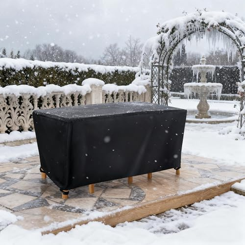 XIANGPEIFBH Housse Table de Jardin Exterieur Imperméable Protection 280x200x90/LxWxH Bâche Salon de Jardin Carré, Tissu Oxford 420D avec Coupe-Vent Boucles et Cordon de Serrage pour Balcon, Terrasse