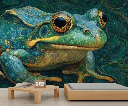 Frosch Tapete Realistische Grüne Aquarell Frosch Tapete für Jungenzimmer Abstrakte Wandtapete für Schlafzimmer und Wohnzimmer 232 X 158 cm