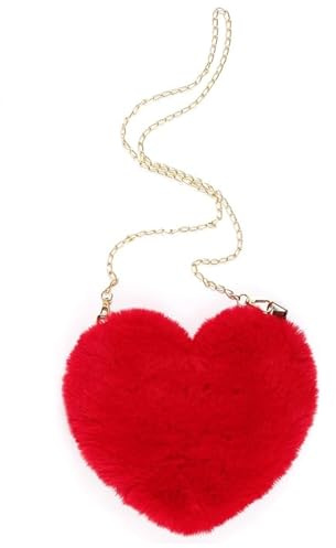 MUNSKT Handtasche Damen Handtasche Herz Umhängetasche Umhängetasche Klein Plüsch Herz Tasche Süße Heart Bag Plüsch Tasche Mädchen für Täglich Outdoor Reisen Valentinstag Geburtstag