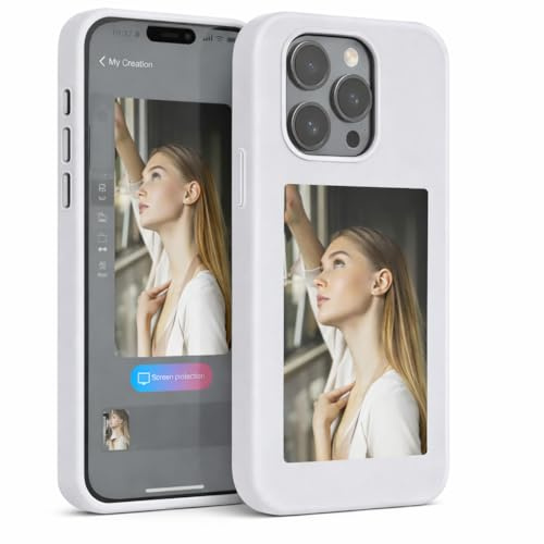 Mycotech NFC E-Ink Hülle mit Display für iPhone 13, 14, 15, 16, Pro Max Schwarz Grau Rosa (Grau, iPhone 13 Pro Ma)