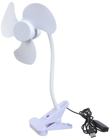 Pitadue 360 Rotating Clip on Fan 5.5inch Variable Speed Controls Flexible Neck for Computer Desk Setups Portable USB Clamp with Speed Controls