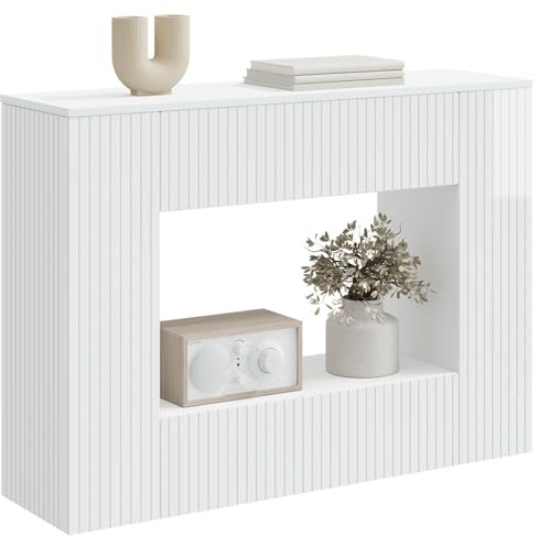 vidaXL Konsolentisch Hochglanz Weiß 101 x 29 x 74 cm Holzwerkstoff, Wohzimmer, moderner Konsole Tisch, rechteckig, langlebig, wasserabweisend, Akzent für Flur, kompakte Ablage