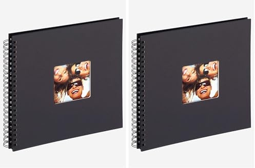 walther design Fotoalbum schwarz 30 x 30 cm Spiralalbum mit Cover-Ausstanzung, Fun SA-110-B (Packung mit 2)
