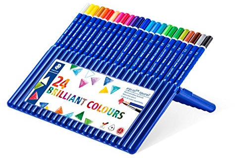 STAEDTLER Aquarell-Buntstifte ergo soft, Set mit 24 brillanten Farben, ABS-System, rutschfeste Soft-Oberfläche, kindgerecht nach DIN EN71, 156 SB24