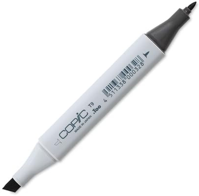 COPIC Classic Marker Typ T - 9, toner gray No. 9, professioneller Layoutmarker, mit einer breiten und einer feinen Spitze