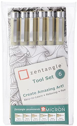 Zentangle Tool Set, 6 schwarze Pigma Micron