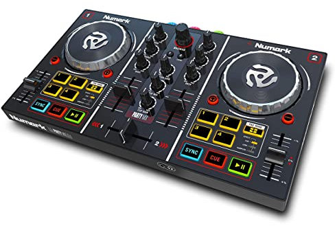 Numark Party Mix - Complete DJ Controller Set for Serato DJ with 2 Decks, Party Lights, Headphone Output, Performance Pads and Crossfader / Mixer