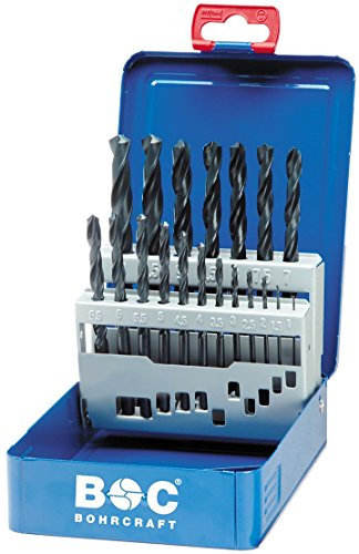 BOHRCRAFT Spiralbohrer-Kassette DIN338 HSS-R Bohrer, Durchmesser 1-10 mm, 19-teilig, 1 Stück,11001310019