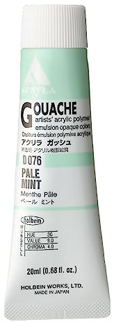 Holbein Acryla Gouache Artists Acrylic Polymer Emulsion, 20ml Pale Mint (D076)