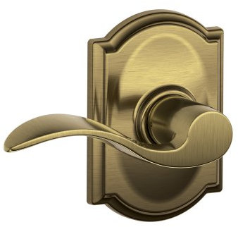 SCHLAGE Accent Lever with Camelot Trim Hall and Closet Lock in Antique Brass - F10 Acc 609 CAM