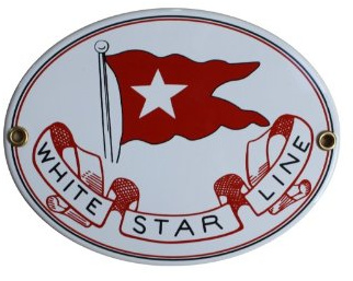 Titanic White Star Line Titanik Emaille Schild Titanic 11,5 x 15 cm Emailschild Oval.