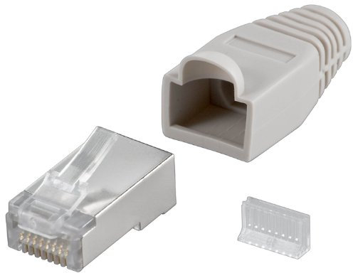 Unbekannt 20 Stück Wentronic Modularstecker RJ45 geschirmt mit Knickschutz grau