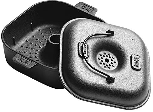 MNSRRN Thickened Cast Iron Roasted Sweet Potato Pan, Deepened Large Capacity with Bracket, Household Smokeless Multi-Function Baking Pan, Used for Roasting Potatoes Roasting Corn,25cm
