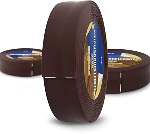 DQ-PP WEICHSOCKELLEISTE – 10m – schokolade – 32x23mm – PVC – selbstklebend – Knickwinkel Fussleisten Gummileiste Sockelleiste Winkelprofil Abschlussleiste Bodenleiste