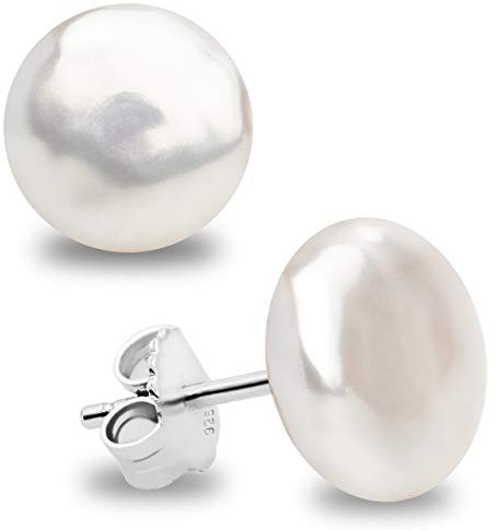 Perlenohrringe Damen Süßwasser Zuchtperle - Münzform - Secret & You - Perle Ohrstecker 925 Sterling Silber - Erhältlich in 11-12 mm, 12-13 mm und 13-14 mm