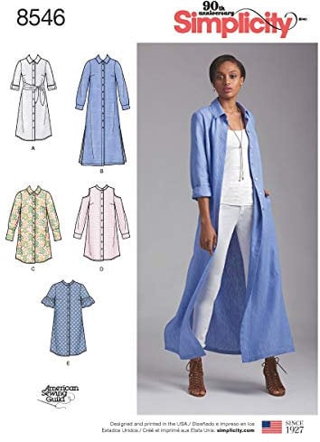 Simplicity 8546 Pattern 8546 Women’s/Petite Women’s Shirt Dresses, U5 (16-18-20-22-24)