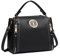 Miss Lulu Handtasche Damen Schultertasche Henkeltasche Pu Leder Elegant Umhängetasche Mittlere Top Griff Tasche (Schwarz)