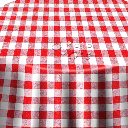 Wachstuch Wachstuchtischdecke Gartentischdecke Klassik Kariert Rot Oval ca. 140 x 200 cm abwaschbare Tischdecke, wasserabweisend