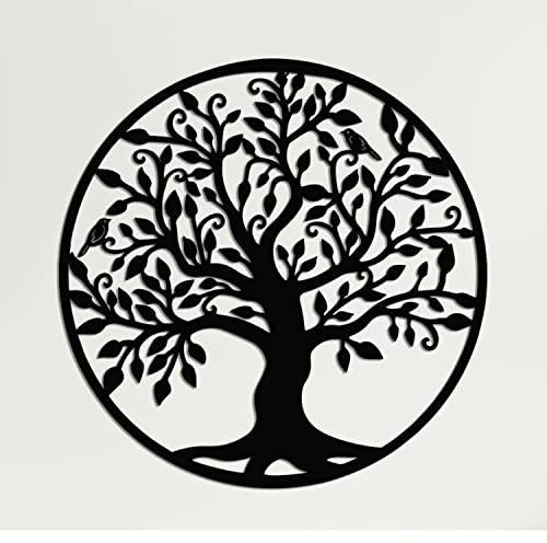 decoration murale metal, arbre de vie decoration murale, l'arbre de vie, 17W x 18H/44x46cm noir