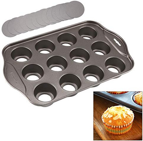 Youyijia Mini Cheesecake Pan 12 Cups Non-Stick Coating Mini Cake Tray Circle Muffin Tray with Removable Bottom for Individual Muffins Pudding Cupcakes