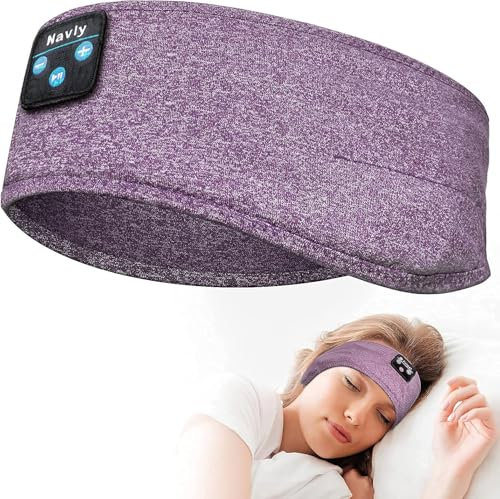 Navly Cuffie per dormire, fascia sportiva per 10 ore, con auricolari morbidi e confortevoli, con altoparlanti stereo HD ultra sottili, perfette per allenamento, corsa, yoga, viaggi (viola)