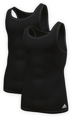 Adidas Herren ärmelose Unterhemden (2er Pack) rundhals Business Unterhemd (Gr. S - 3XL), Schwarz, L