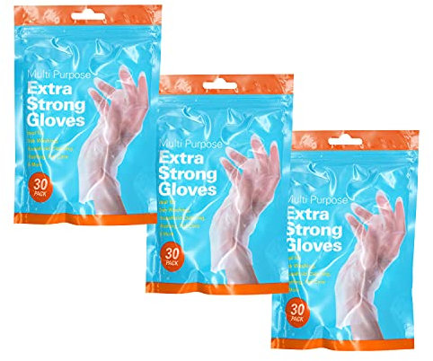 HOVUK® 90 Stück Mehrzweck-Handschuhe, extra starke Einweghandschuhe, recycelbar, latex- und allergiefrei, ideal zum Waschen und Reinigen im Haushalt
