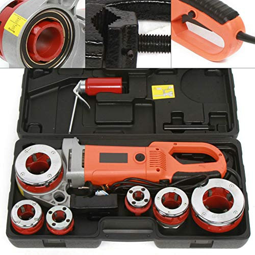 Roscadora portátil, Roscadora Manual para roscadora eléctrica de Tubos con Bolsa de Transporte, 6 Matrices 1/2, 3/4, 1, 1-1/4, 1-1/2, 2, HD 2300W Power Drive Roscadora de Tubos
